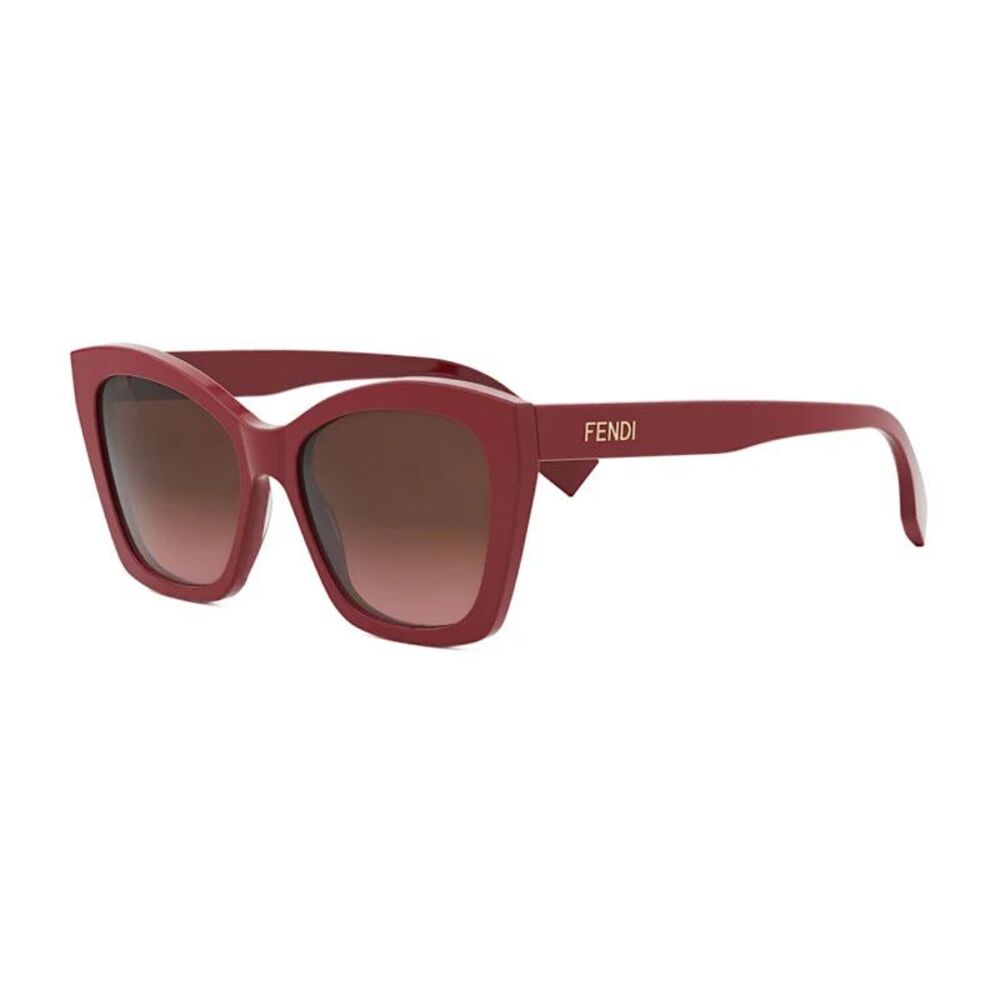 Fendi Sunglasses Square Full Rim, Shiny Red Frame and Brown Gradient Lens